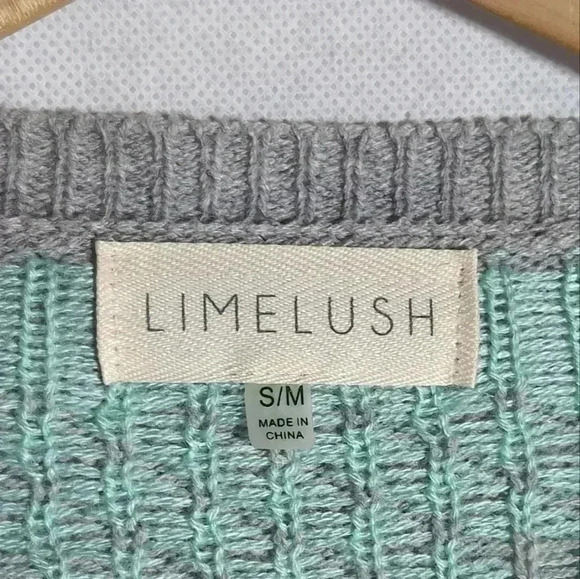 Limelush Cool Sweater Pink Gray Blue White sz S/M Open Front - Picture 3 of 6